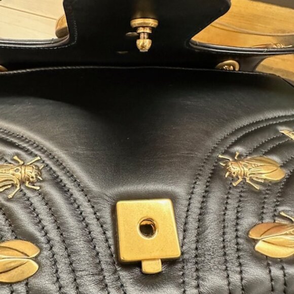 Gucci GG Marmont Medium Insect Black Matelassé Purse - Picture 11 of 13